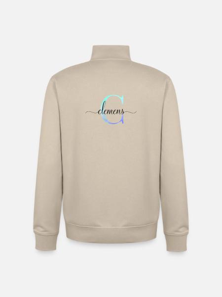 C| Monogramme | Nom | Clément| Aquarelle - Sweat zippé unisexe en coton bio Stanley/Stella - beige crème