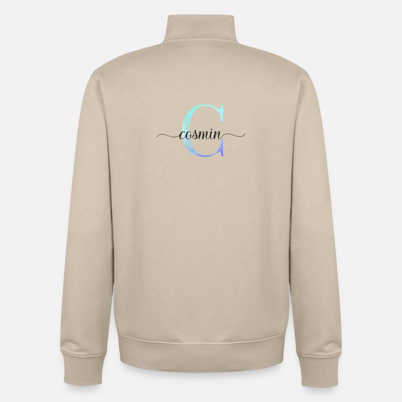 C| Monogramme | Nom | Cosmine | Aquarelle - Sweat zippé unisexe en coton bio Stanley/Stella - beige crème