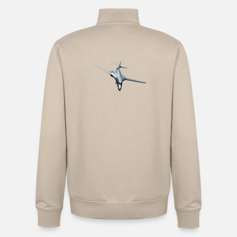 B-1B Lancer - Sweat zippé unisexe en coton bio Stanley/Stella - beige crème