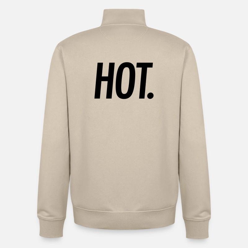 CHAUD. – Typographie audacieuse - Sweat zippé unisexe en coton bio Stanley/Stella - beige crème