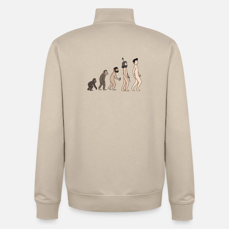 Human Development - Evolution Illustration - Unisex Organic Zip Sweatshirt by Stanley/Stella - desert dust