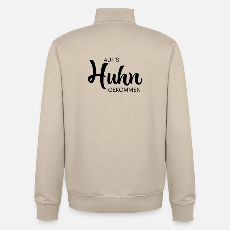Venons-en au lettrage du poulet - Sweat zippé unisexe en coton bio Stanley/Stella - beige crème