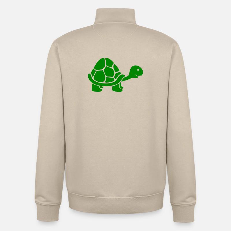 Turtle long neck smiling happy funny - Unisex Organic Zip Sweatshirt by Stanley/Stella - desert dust