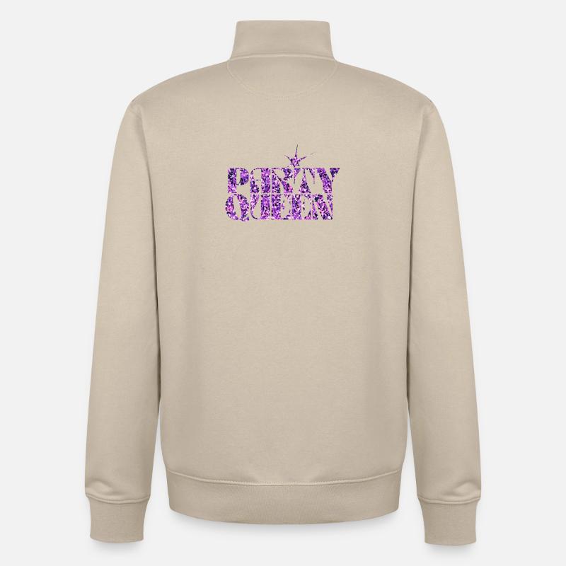 Party Queen Glitter Typography - Unisex Organic Zip Sweatshirt by Stanley/Stella - desert dust