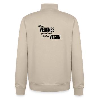Veganes passiert - Unisex Organic Zip Sweatshirt von Stanley/Stella - Cremebeige - Hinten - AI Model Male 185 dark (185cm)