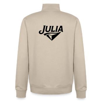Julia - Name Design - Unisex Organic Zip Sweatshirt by Stanley/Stella - desert dust - Back - AI Model Male 185 dark (185cm)