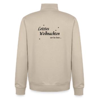 Dernier Noël - Sweat zippé unisexe en coton bio Stanley/Stella - beige crème - Dos - AI Model Male 185 dark (185cm)