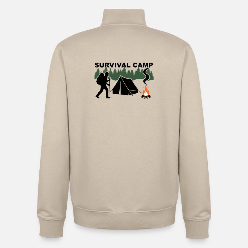 Überlebenslager - Unisex Organic Zip Sweatshirt von Stanley/Stella - Cremebeige