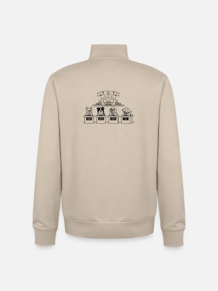 Quiz Dog Line Art - Unisex Organic Zip Sweatshirt by Stanley/Stella - desert dust