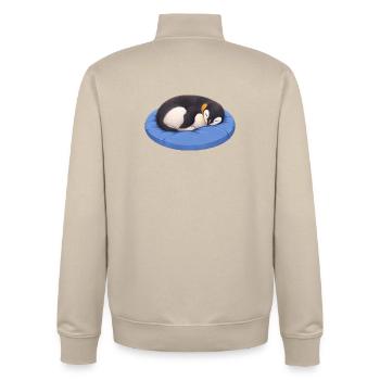 Mignon manchot de dessins animés endormi en train de se câliner - Sweat zippé unisexe en coton bio Stanley/Stella - beige crème - Dos - AI Model Male 185 dark (185cm)