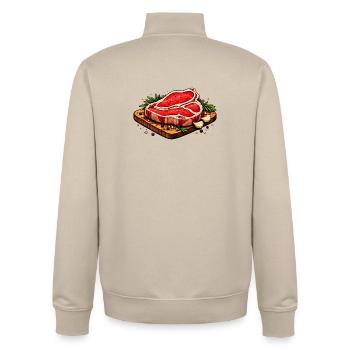 Saftiges Steak Illustration - Unisex Organic Zip Sweatshirt von Stanley/Stella - Cremebeige - Hinten - AI Model Male 185 dark (185cm)