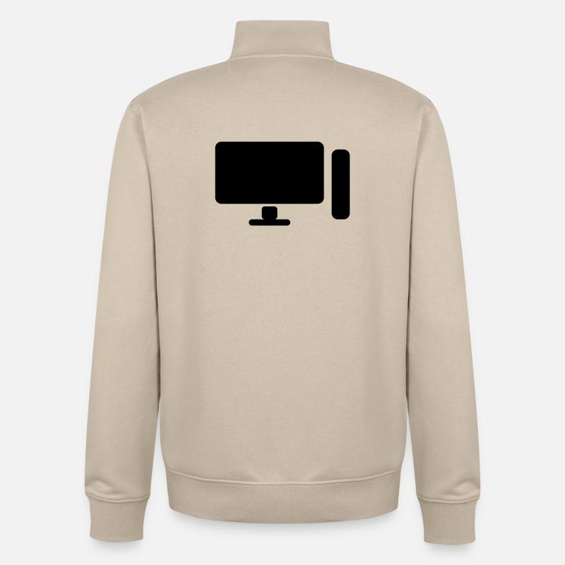 Minimal PC Setup Icon – Gamer Design - Unisex Organic Zip Sweatshirt by Stanley/Stella - desert dust