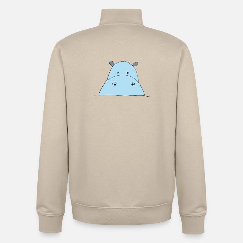 Blauer Hippo Blickfang - Unisex Organic Zip Sweatshirt von Stanley/Stella - Cremebeige