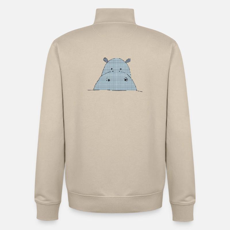Hippopotame adapté aux pixels - Sweat zippé unisexe en coton bio Stanley/Stella - beige crème