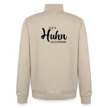 Fans de poulet - Coq - Coq - Poulet fleur - Bio - Sweat zippé unisexe en coton bio Stanley/Stella - beige crème - Dos - AI Model Male 185 dark (185cm)