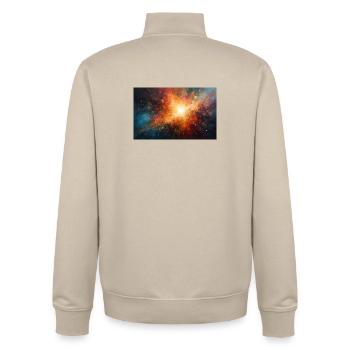 Explosion de la nébuleuse à explosion cosmique - Sweat zippé unisexe en coton bio Stanley/Stella - beige crème - Dos - AI Model Male 185 dark (185cm)