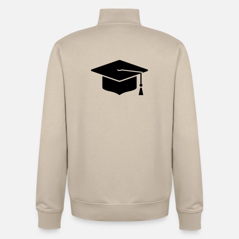 PhD Hat Graduation Icon - Unisex Organic Zip Sweatshirt by Stanley/Stella - desert dust
