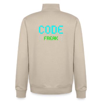 Pixel Code Freak Neon Tee - Unisex Organic Zip Sweatshirt von Stanley/Stella - Cremebeige - Hinten - AI Model Male 185 dark (185cm)