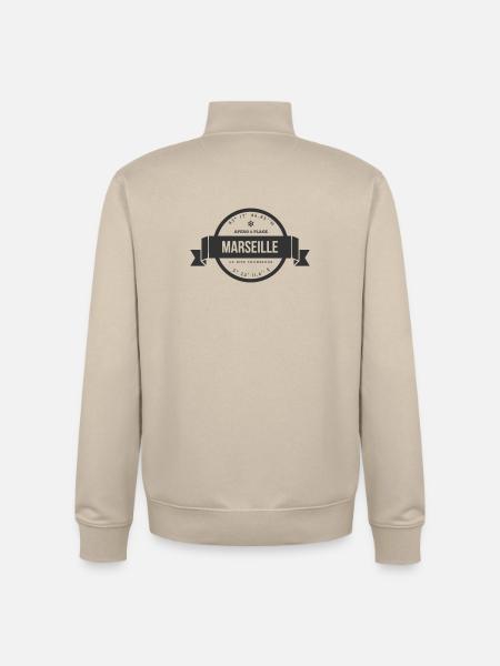 Marseille Apéro Plage Coordonnées - Sweat zippé unisexe en coton bio Stanley/Stella - beige crème