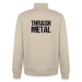 Thrash Metal Bold Typography - Unisex Organic Zip Sweatshirt by Stanley/Stella - desert dust - Back - AI Model Male 185 dark (185cm)