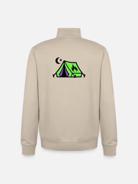 Tent Campfire Festival Icon - Unisex Organic Zip Sweatshirt by Stanley/Stella - desert dust