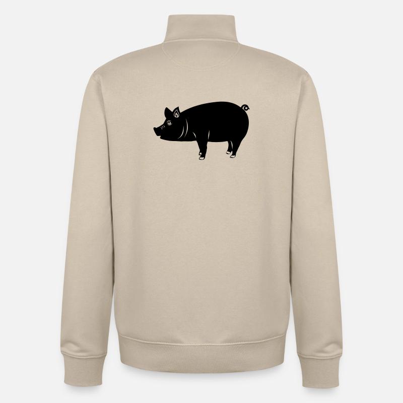 Logo de cochon Image d’ombre - Sweat zippé unisexe en coton bio Stanley/Stella - beige crème