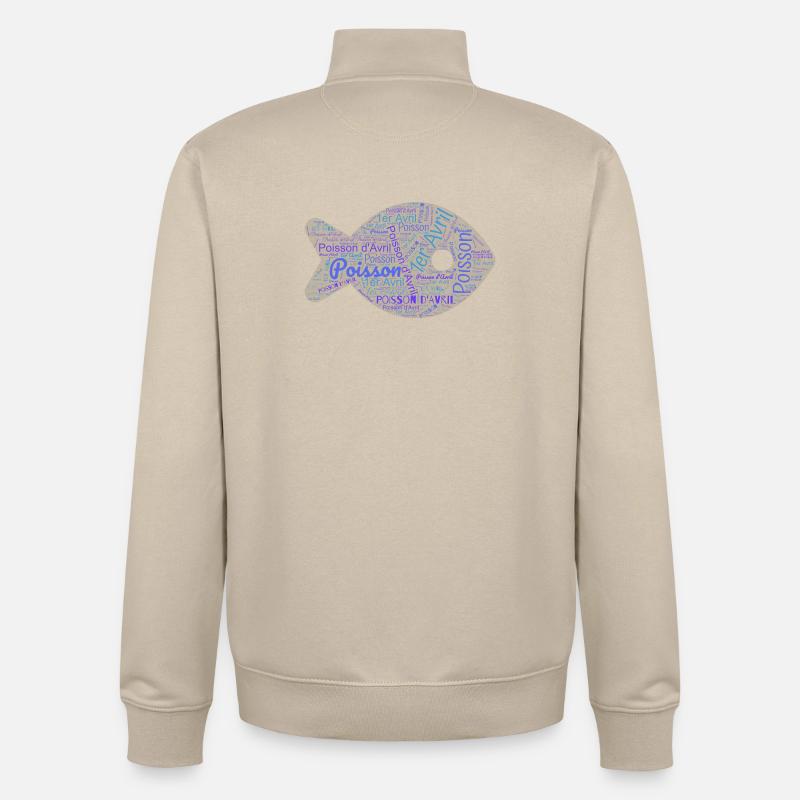 POISSON. POISSON D'AVRIL - Sweat zippé unisexe en coton bio Stanley/Stella - beige crème