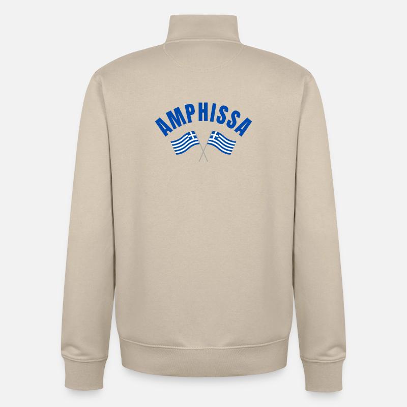 Amphissa Drapeaux grecs - Sweat zippé unisexe en coton bio Stanley/Stella - beige crème