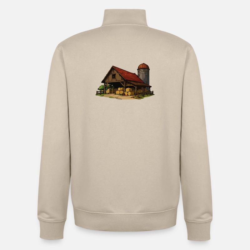 Rustikale Scheune mit Heuballen - Unisex Organic Zip Sweatshirt von Stanley/Stella - Cremebeige