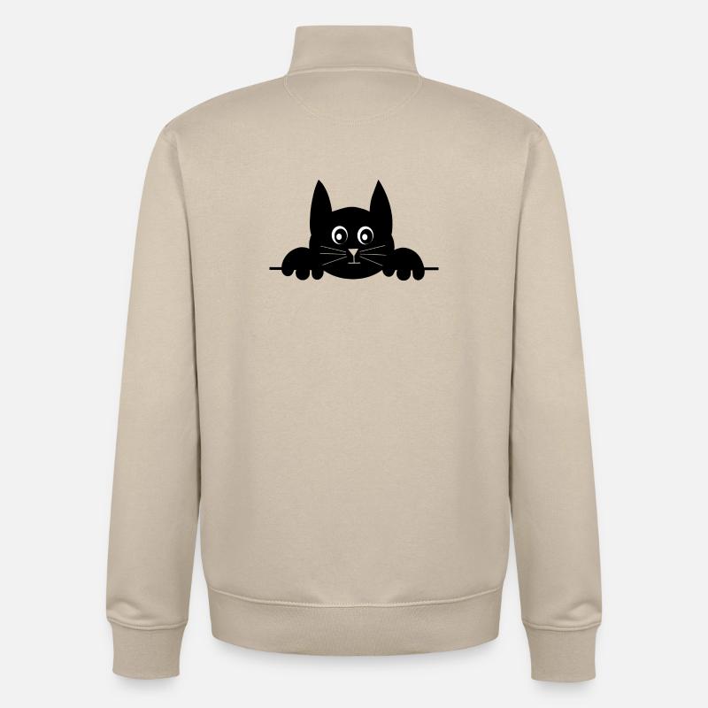 Drôle de chat – cadeau de design de chat mignon - Sweat zippé unisexe en coton bio Stanley/Stella - beige crème