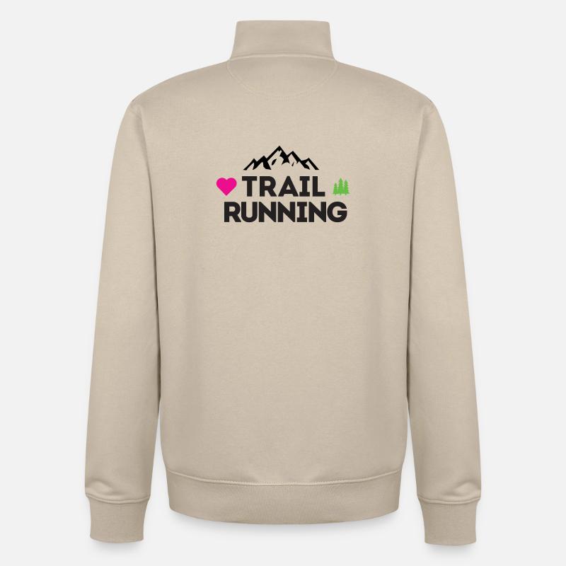 J’adore le Trail Running - Sweat zippé unisexe en coton bio Stanley/Stella - beige crème