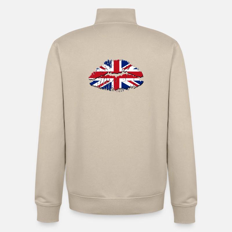 Pop Art Union Jack Lips - Unisex Organic Zip Sweatshirt von Stanley/Stella - Cremebeige