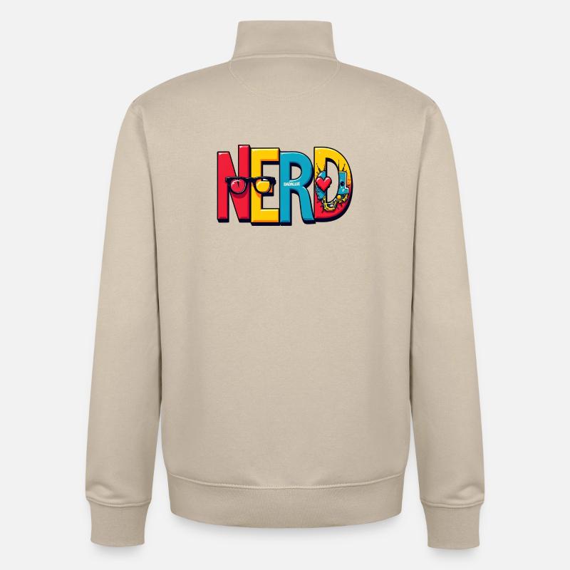 Nerd Chromatique Typographie 3D - Sweat zippé unisexe en coton bio Stanley/Stella - beige crème