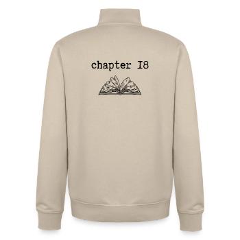 chapter 18 Birthday - Unisex Organic Zip Sweatshirt by Stanley/Stella - desert dust - Back - AI Model Male 185 dark (185cm)