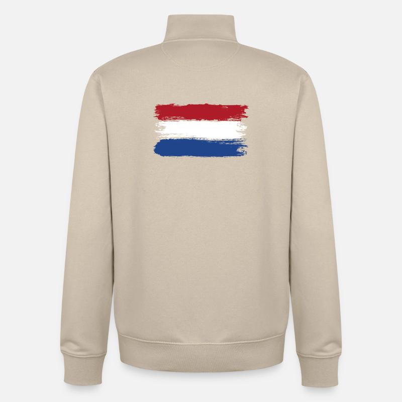 Drapeau néerlandais coups de pinceau - Sweat zippé unisexe en coton bio Stanley/Stella - beige crème