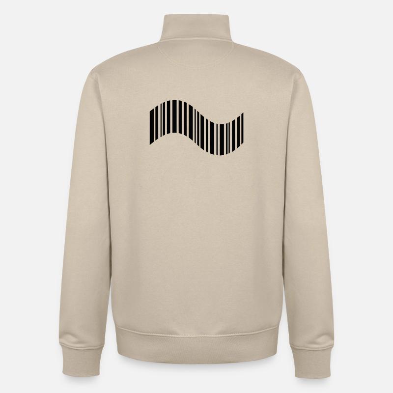 Code-barres en forme ondulée - Sweat zippé unisexe en coton bio Stanley/Stella - beige crème