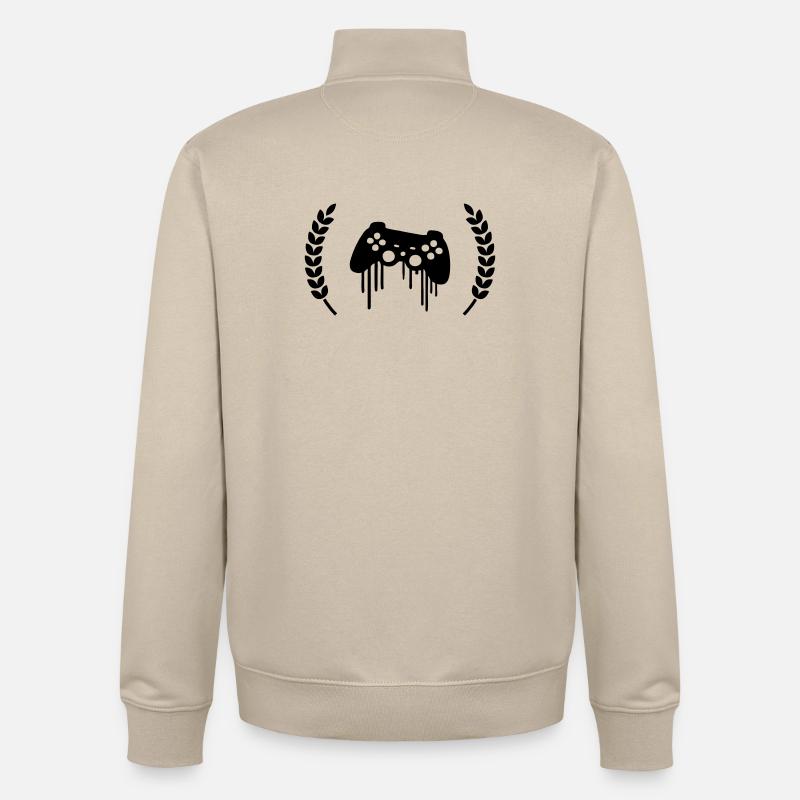 Gaming Controller Wreath Crest - Unisex Organic Zip Sweatshirt by Stanley/Stella - desert dust