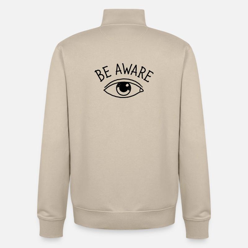 Soyez conscients du design oculaire - Sweat zippé unisexe en coton bio Stanley/Stella - beige crème
