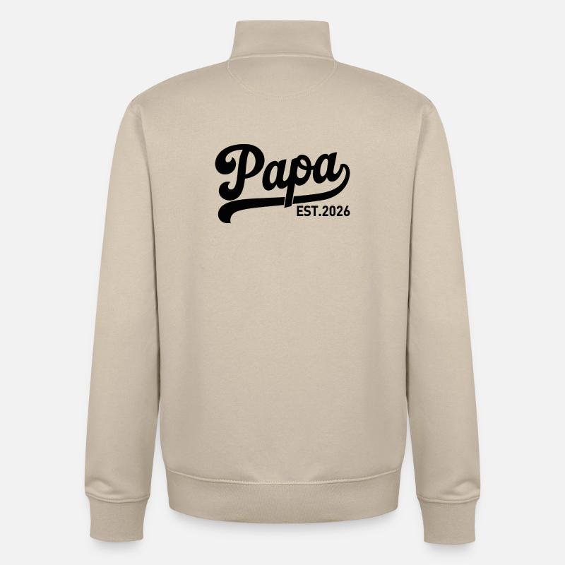 Papa EST 2026 Script Logo - Unisex Organic Zip Sweatshirt von Stanley/Stella - Cremebeige