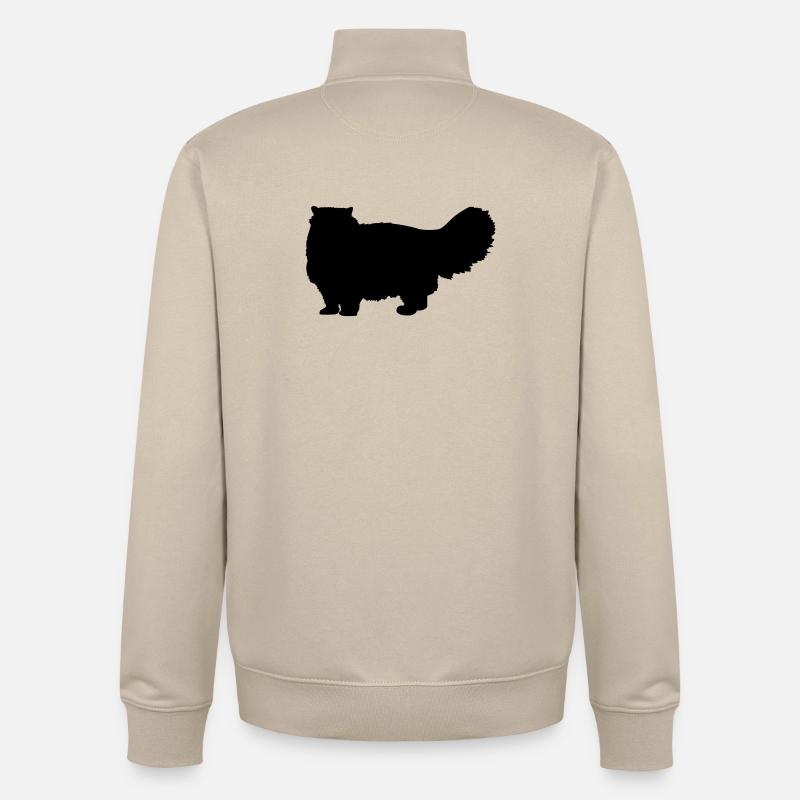 Chat persan - Sweat zippé unisexe en coton bio Stanley/Stella - beige crème