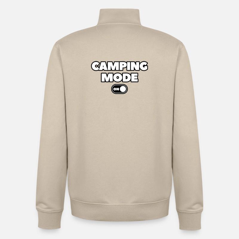 Camping mode on - Sweat zippé unisexe en coton bio Stanley/Stella - beige crème