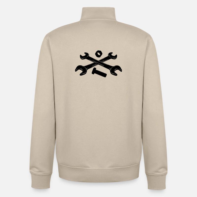 Tools wrenches nut and bolt - Unisex Organic Zip Sweatshirt by Stanley/Stella - desert dust