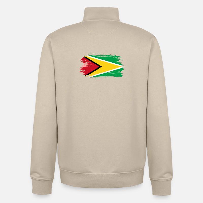 drapeau de la Guyane - Sweat zippé unisexe en coton bio Stanley/Stella - beige crème