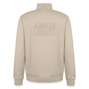 43 AMOR FATI - Sweat zippé unisexe en coton bio Stanley/Stella - beige crème - Dos - AI Model Male 185 dark (185cm)