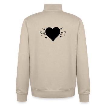 cœur noir cadeau saint valentin - Sweat zippé unisexe en coton bio Stanley/Stella - beige crème - Dos - AI Model Male 185 dark (185cm)