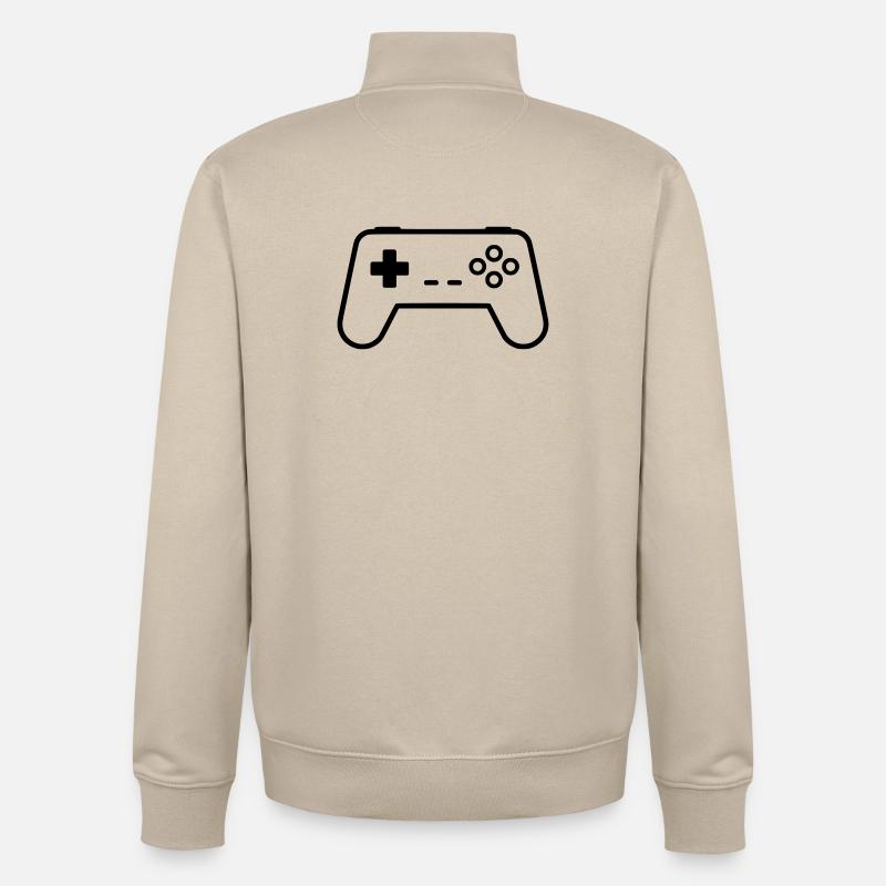 Gamepad Controller Outline Gaming Vektor - Unisex Organic Zip Sweatshirt von Stanley/Stella - Cremebeige
