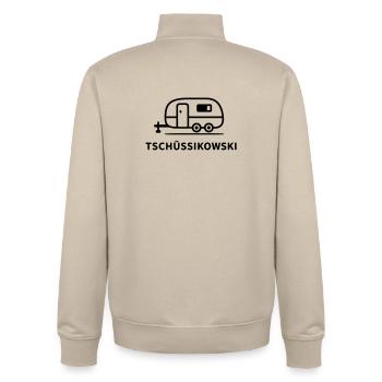 Tschüssikowski Camping Urlaub Wohnwagen Ferien - Unisex Organic Zip Sweatshirt von Stanley/Stella - Cremebeige - Hinten - AI Model Male 185 dark (185cm)