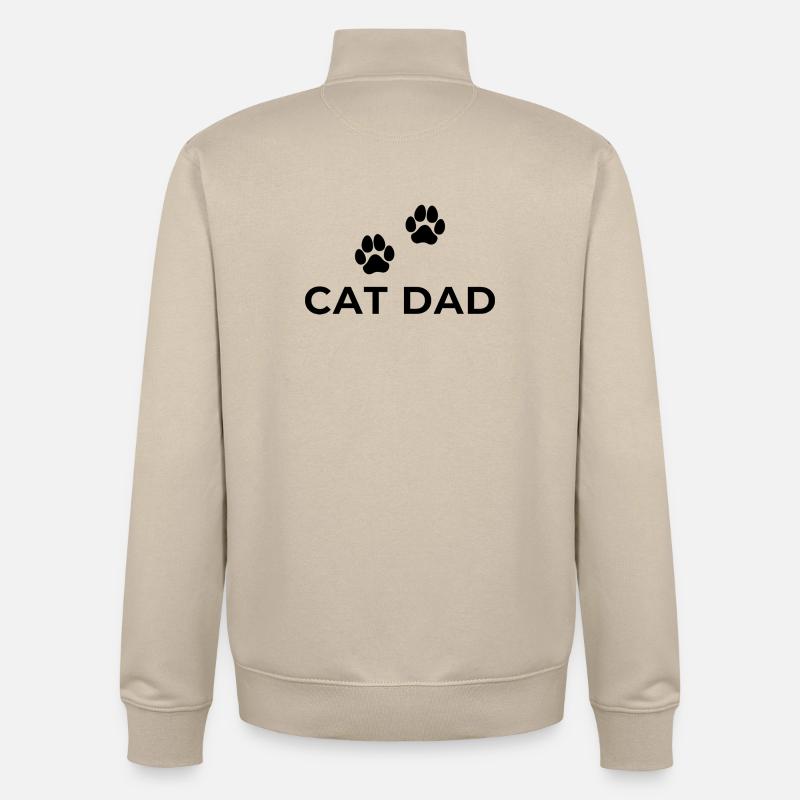 Papa Chat - Katzen Papa - Sweat zippé unisexe en coton bio Stanley/Stella - beige crème
