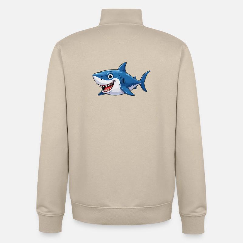 Shark Comic - Sweat zippé unisexe en coton bio Stanley/Stella - beige crème