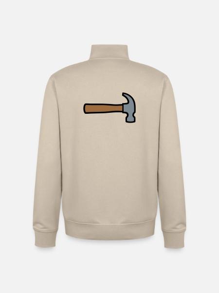Carpenter's Hammer Tool Icon - Unisex Organic Zip Sweatshirt by Stanley/Stella - desert dust
